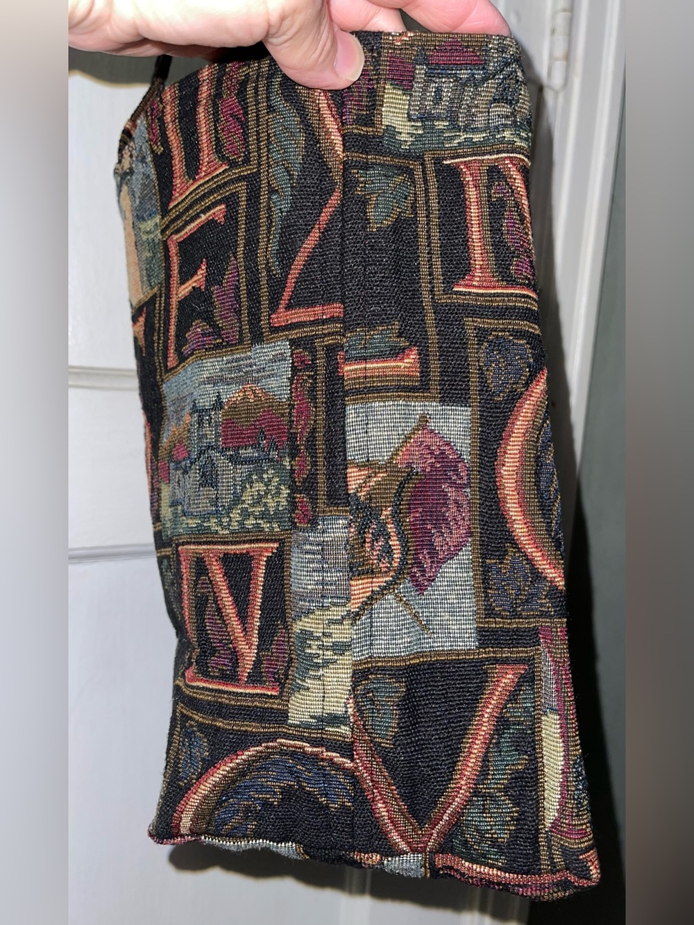 EUC Woven Alphabet Pattern Tote Bag in Black and Brown - Picture 4 of 6